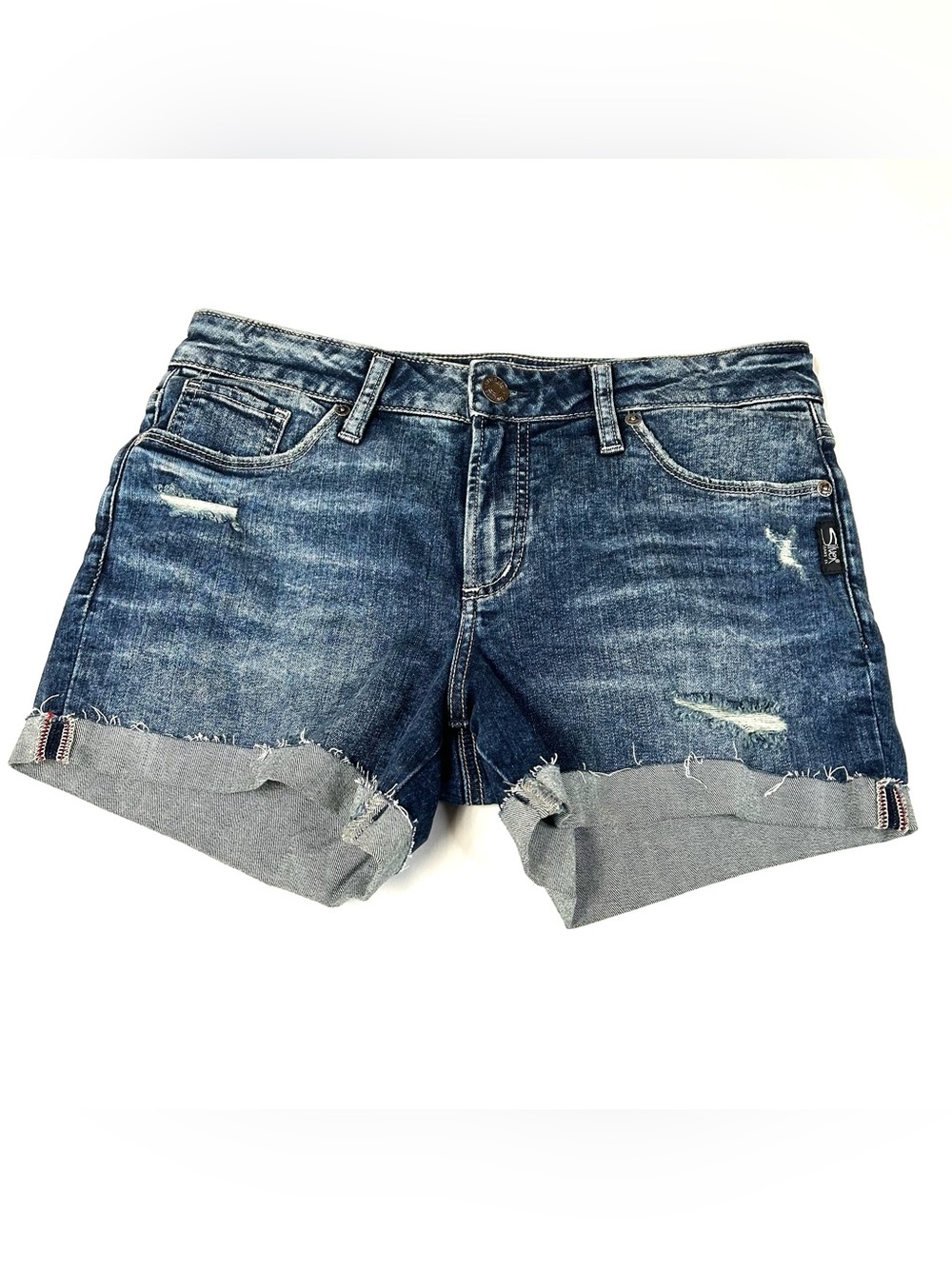 Silver Jeans Women’s Size W29/L4 Suki Shorts Jean Denim Dark Wash Rolled Hem